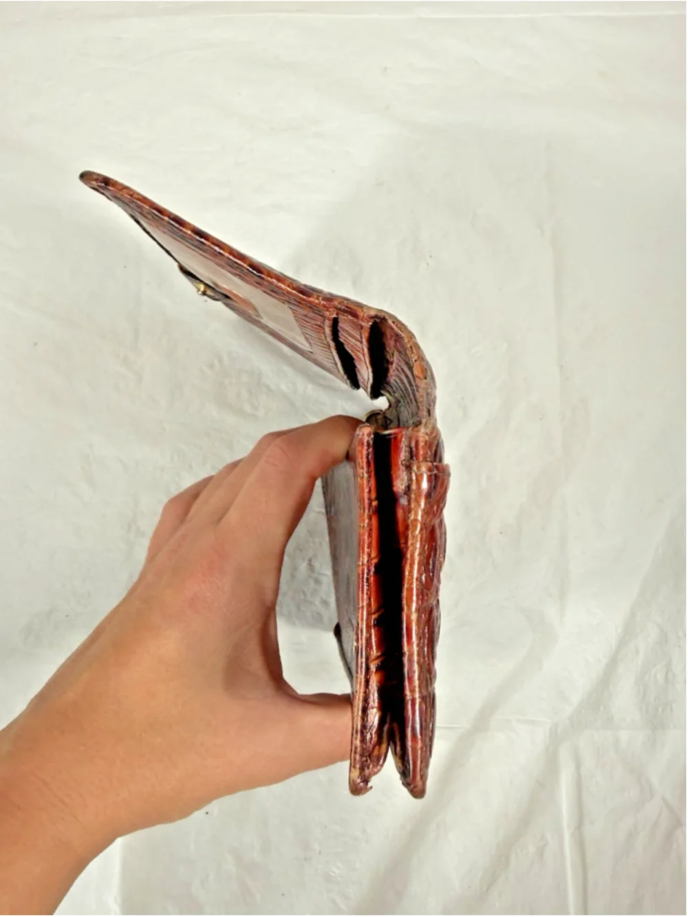 BRAHMIN DEBRA PECAN MELBOURNE LEATHER Croc Embossed WALLET
